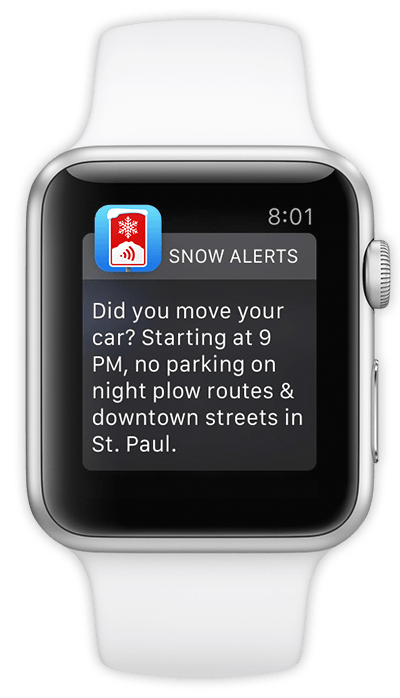 Snow Alerts watch notification